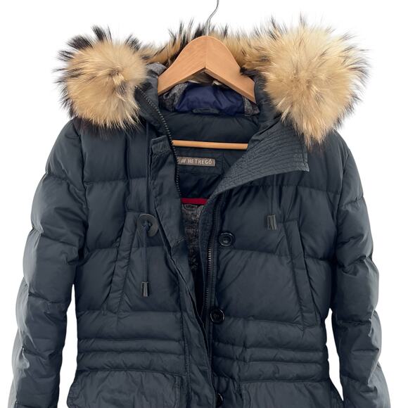 HETREGO Women's 90/10 premium down puffer natural fur hood trim jacket coat - Picture 2 of 14